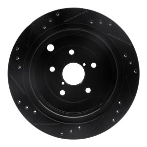 Subaru Tribeca Brake Rotor (1) - Rear Right - R1 Concepts - Drilled & Slotted - Black - `06-`14